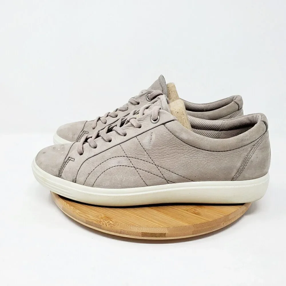 ECCO Soft 7 Stitch‎ Tie Sneakers Womens 39 Warm Grey Comfort Shoes Extra Width